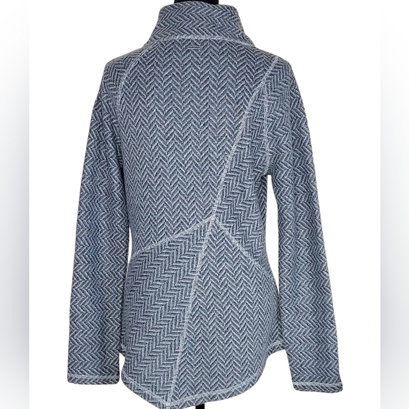 PrAna Mattea Women's Size L Herringbone Wool Blend Mock Neck Asymmetrical Top - Picture 3 of 7